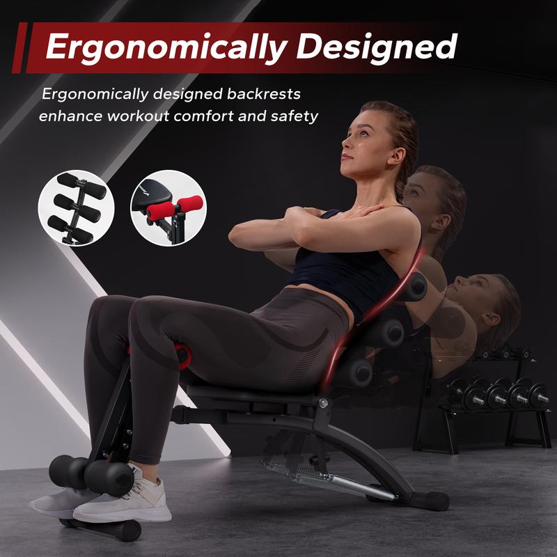 MERACH Adjustable Weight Bench for Full Body Workout, Press Bench of Home Gym Strength Training, Exercise Machine for ab, arm, leg,