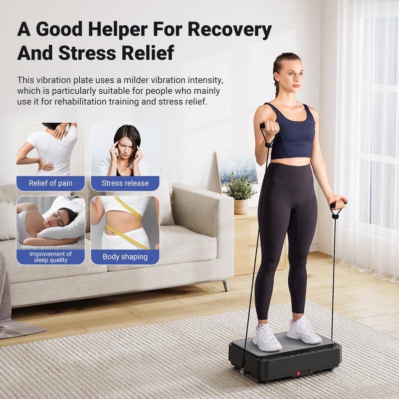 MERACH Square Vibration Plate Exercise Machine 265lbs Capacity, Comfortable Lymphatic Drainage For Full Body Workout, Home Gym Fitness Equipment
