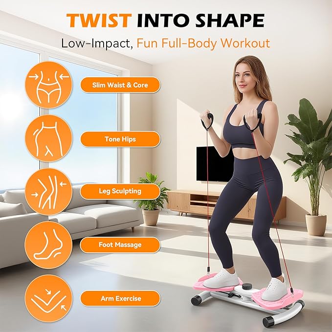 Waist Twister, Ab Machine with 300 lbs Weight Capacity, Abs Workout for Slim Waist and Core Ab Exercise, Noiseless Home Gym Exercise Equipment for Women Men