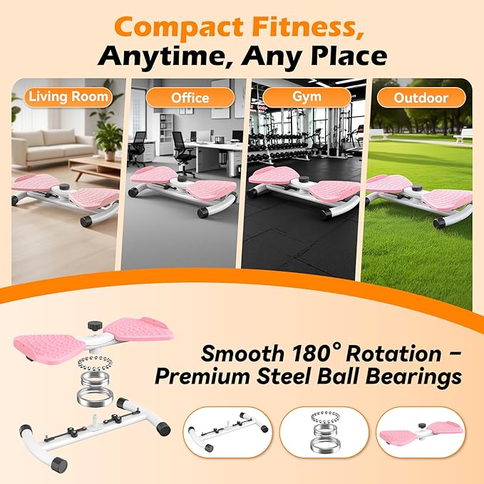 Waist Twister, Ab Machine with 300 lbs Weight Capacity, Abs Workout for Slim Waist and Core Ab Exercise, Noiseless Home Gym Exercise Equipment for Women Men