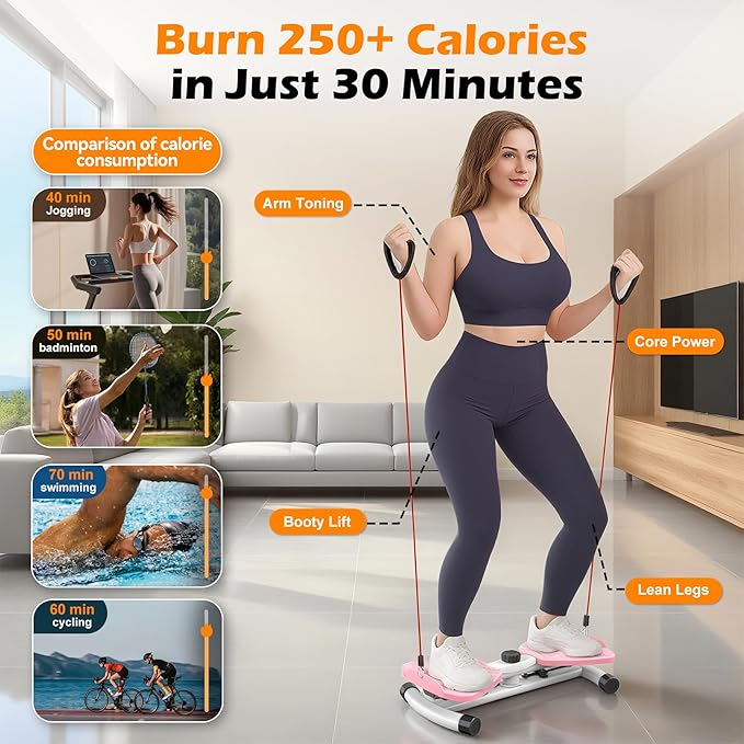 Waist Twister, Ab Machine with 300 lbs Weight Capacity, Abs Workout for Slim Waist and Core Ab Exercise, Noiseless Home Gym Exercise Equipment for Women Men