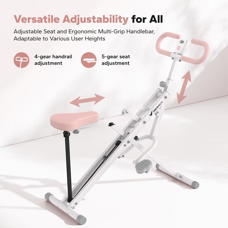 MERACH Squat Machine Glutes Workout Adjustable Resistance Foldable Exercise Equipment Leg Exercise Machine with 350lbs Weight Capacity for Women, Rowing Machine