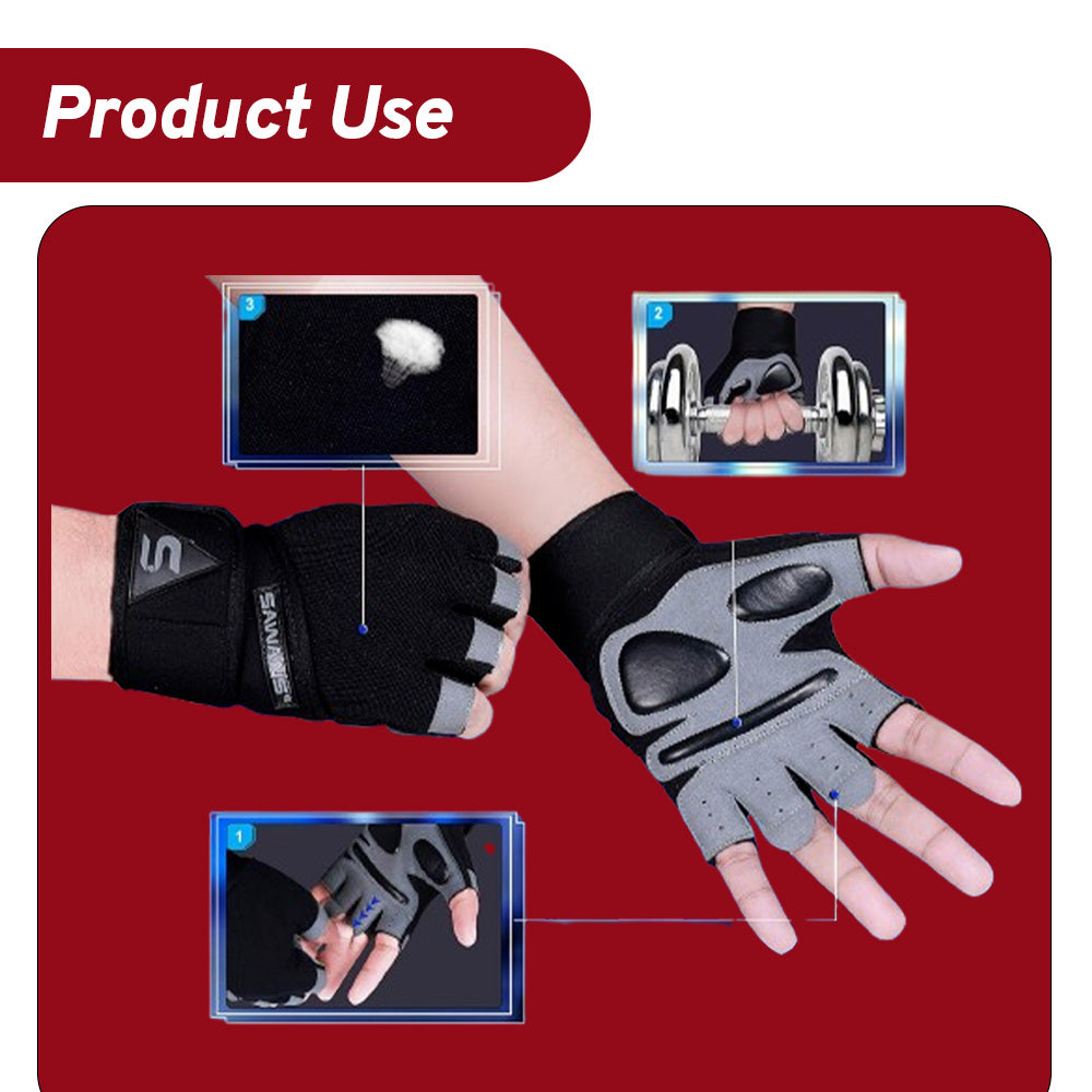 DuluxFitness Half-Finger Gloves – Anti-Slip, Breathable, High Elasticity for Indoor & Outdoor Sports – Unisex Gloves