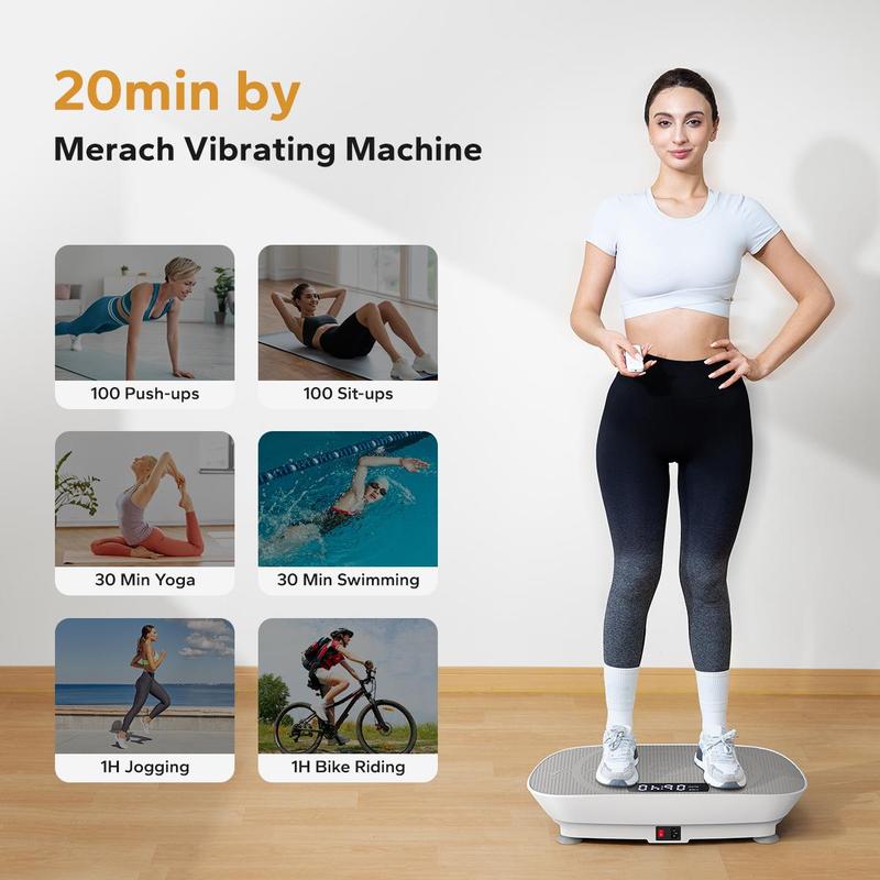 MERACH Vibration Plate Exercise Machine, Lymphatic Drainage Machine , Whole Body Workout Vibration Platform for Wellness and Fitness, Home Gym Kit for Women