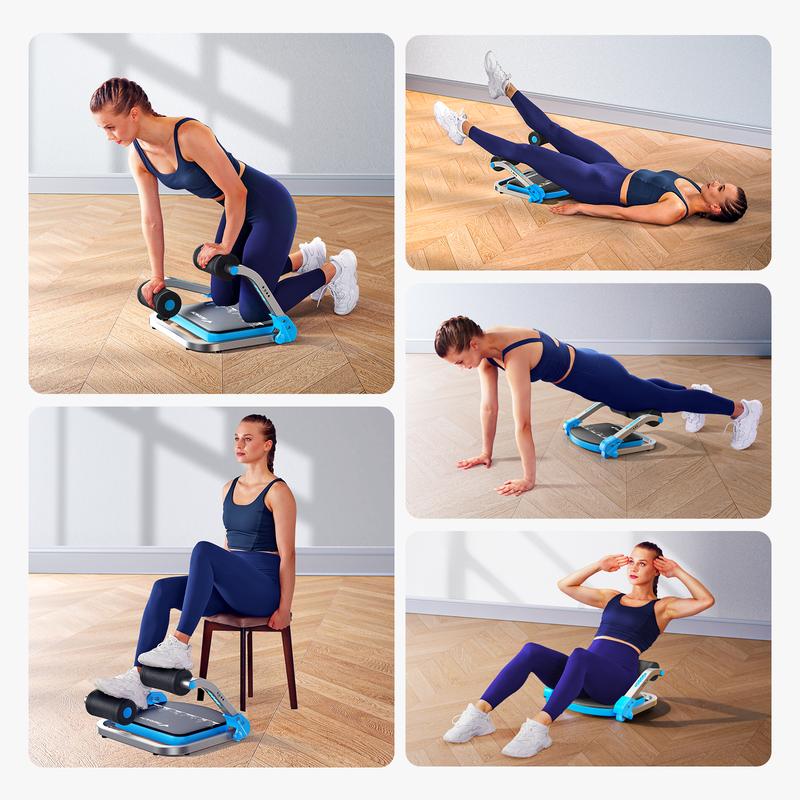 Sit-Up Exercise Equipment, Ab Crunch Machine Roll-up Machine, Abdominal Workout Machine for Home Gym, Core Ab Exercise System Trainer,