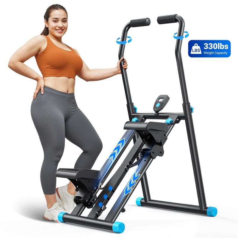 MERACH Stair Stepper with Handlebar for Full-Body Workout, 300LBS Capacity, Compact Cardio Climber Exercise Machine with Adjustable Pedals, Vertical Climber for Home Gym