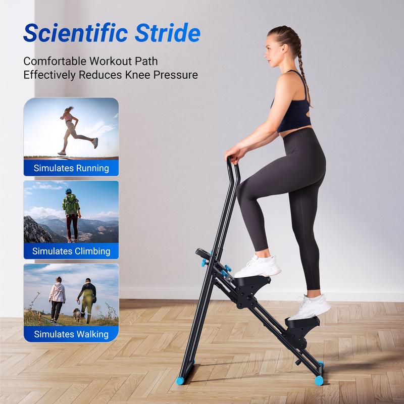 MERACH Stair Stepper with Handlebar for Full-Body Workout, 300LBS Capacity, Compact Cardio Climber Exercise Machine with Adjustable Pedals, Vertical Climber for Home Gym