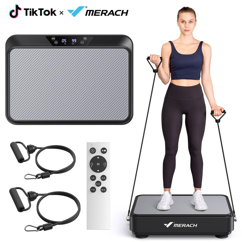 MERACH Square Vibration Plate Exercise Machine 265lbs Capacity, Comfortable Lymphatic Drainage For Full Body Workout, Home Gym Fitness Equipment
