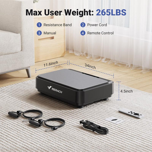 MERACH Square Vibration Plate Exercise Machine 265lbs Capacity, Comfortable Lymphatic Drainage For Full Body Workout, Home Gym Fitness Equipment