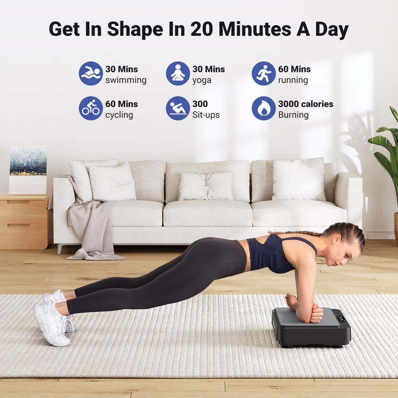 MERACH Square Vibration Plate Exercise Machine 265lbs Capacity, Comfortable Lymphatic Drainage For Full Body Workout, Home Gym Fitness Equipment