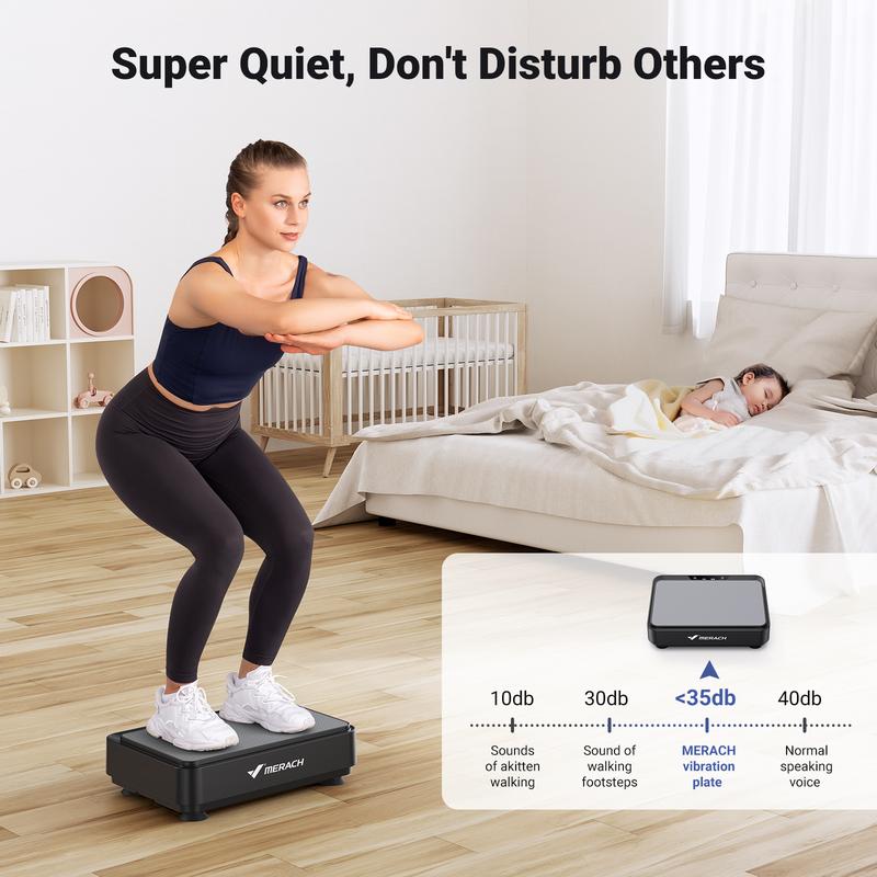 MERACH Square Vibration Plate Exercise Machine 265lbs Capacity, Comfortable Lymphatic Drainage For Full Body Workout, Home Gym Fitness Equipment